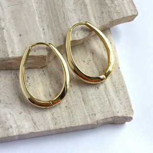 New~ Anthropologie Medium Oblong Hoop Earrings